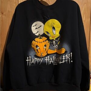 Warner Bros. Looney Tunes Tweety Black Halloween Sweatshirt